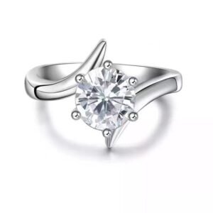 Heart Bezel Band Ring in Silver
